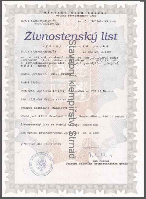 živnostenský list