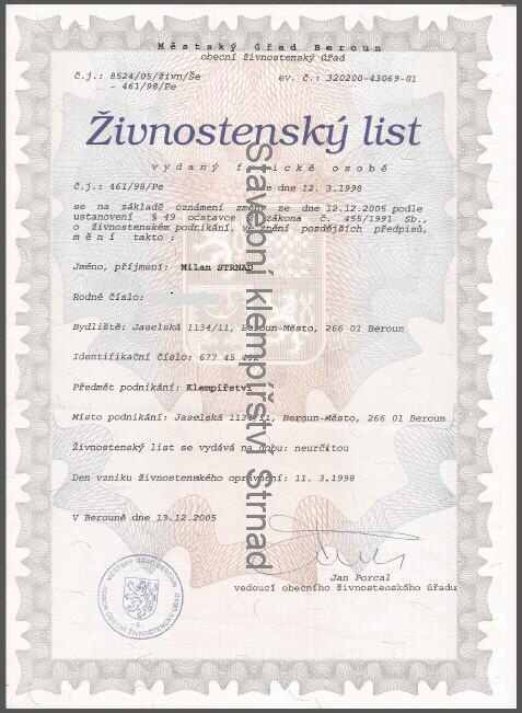 živnostenský list